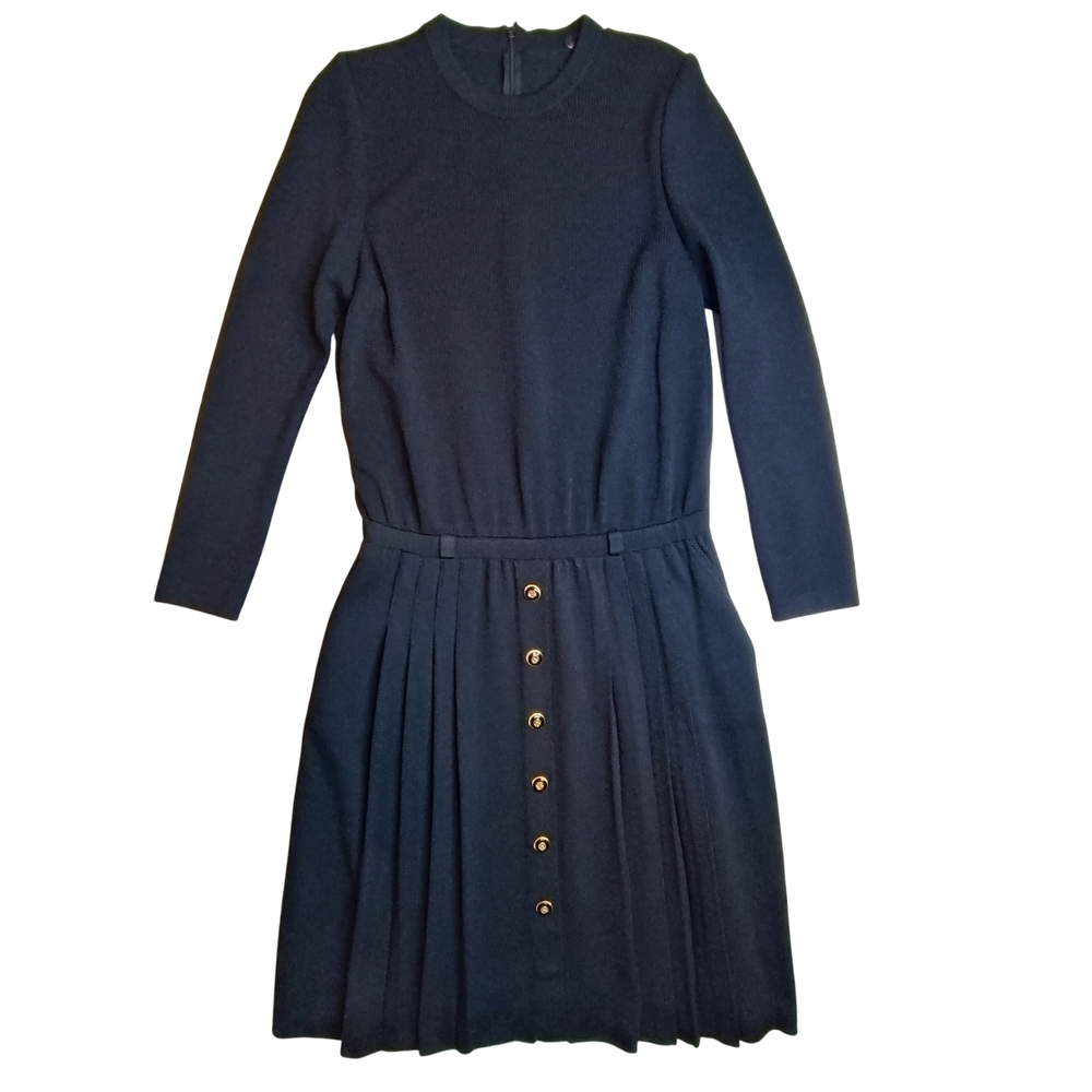 St. John Collection by Marie Gray Santana Knit Black Knee/Midi Dress Size 14 (8)